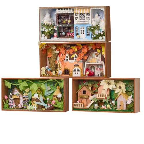 Miniatur-Puppenhaus-Bausatz (1:100) – 3D-Holzmodell mit Möbeln – Kreativgeschenk zu Valentinstag oder Geburtstag (die Vier Jahreszeiten) von ELPHNUTSEY