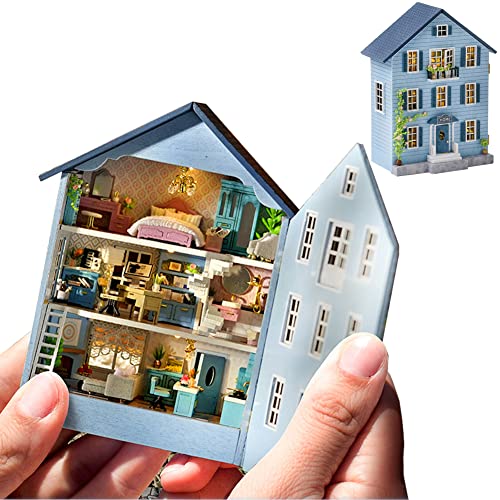 Puppenhaus DIY Miniatur-Holzmöbel-Set, Mini-Puppenhaus mit LED, Maßstab 1:24, kreatives Holzhandwerk, Spielzeug für Erwachsene, Freunde, Liebhaber, Geburtstagsgeschenk (MoLan House) von ELPHNUTSEY