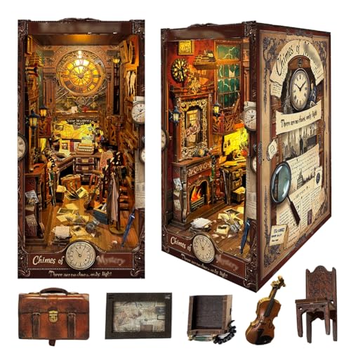 Puppenhaus DIY Weihnachten Buch Nook Kit, DIY Puppenhaus Booknook Bücherregal Insert Decor Alley, 3D Holzpuzzle Buchstützen Modellbau-Kreativität Kit mit LED für Erwachsene Puppenhaus DIY Weihnachten Buch Nook Kit, DIY Puppenhaus Booknook Bücherregal Insert Decor Alley, 3D Holzpuzzle Buchstützen Modellbau-Kreativität Kit mit LED für Erwachsene von ELPHNUTSEY