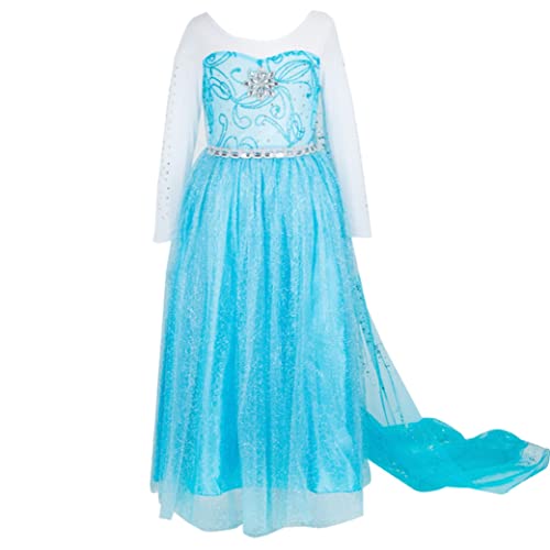 ELSA & ANNA Prinzessin Kleid Mädchen – Eiskönigin – Prinzessinnenkostüm – Mädchen Kleid für Partys, Geburtstage, Fasching, Karneval und Halloween – Prinzessin Kostüm Mädchen – 6-7 Jahre (UK-SEP304) von ELSA & ANNA