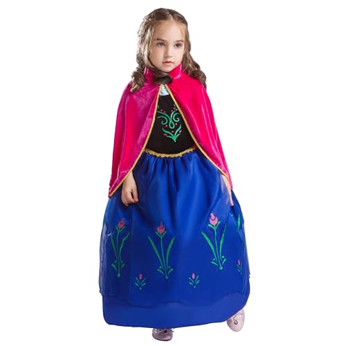 ELSA & ANNA Prinzessin Kleid Mädchen – Eiskönigin – Prinzessinnenkostüm – Mädchen Kleid für Partys, Geburtstage, Fasching, Karneval und Halloween – Prinzessin Kostüm Mädchen – 3-4 Jahre (ANNA2) von ELSA & ANNA