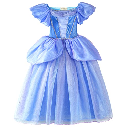 ELSA & ANNA Prinzessin Kleid Mädchen – Eiskönigin – Prinzessinnenkostüm – Mädchen Kleid für Partys, Geburtstage, Fasching, Karneval und Halloween – Prinzessin Kostüm Mädchen – 6-7 Jahre (FBA-CNDR2) von ELSA & ANNA