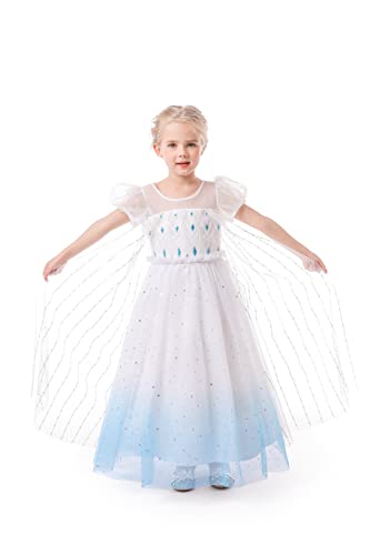 ELSA & ANNA Prinzessin Kleid Mädchen – Eiskönigin – Prinzessinnenkostüm – Mädchen Kleid für Partys, Geburtstage, Fasching, Karneval und Halloween – Prinzessin Kostüm Mädchen – 7-8 Jahre (EL2102) von ELSA & ANNA