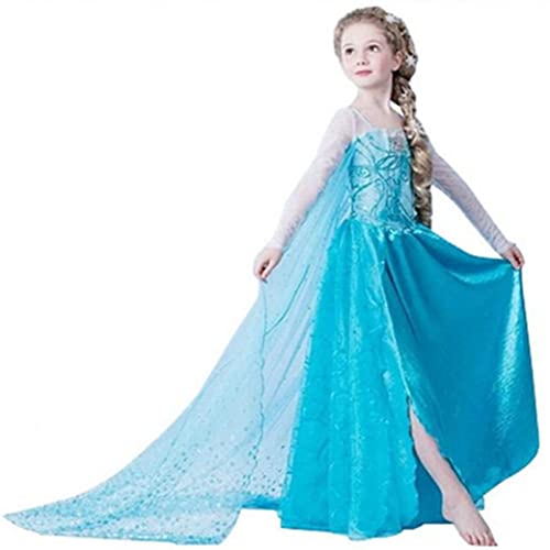 ELSA & ANNA Prinzessin Kleid Mädchen – Eiskönigin – Prinzessinnenkostüm – Mädchen Kleid für Partys, Geburtstage, Fasching, Karneval und Halloween – Prinzessin Kostüm 202 – 7-8 Jahre von ELSA & ANNA