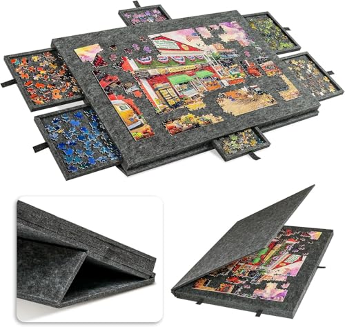 ELUBLU Tragbares Puzzlebrett mit Staubbeutel - 1000 Stück rutschfeste faltbare Puzzlematte - Große Puzzle-Aufbewahrungsmatte für Kinder und Erwachsene, leicht zu reinigen und platzsparendes Design für ELUBLU Tragbares Puzzlebrett mit Staubbeutel - 1000 Stück rutschfeste faltbare Puzzlematte - Große Puzzle-Aufbewahrungsmatte für Kinder und Erwachsene, leicht zu reinigen und platzsparendes Design für von ELUBLU