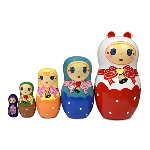 ELUTONG Nistpuppen Russische - Handgemachte Puppe Matroschka Puppe für Kinder Geburtstagsgeschenk Cartoon Tiere Muster von ELUTONG
