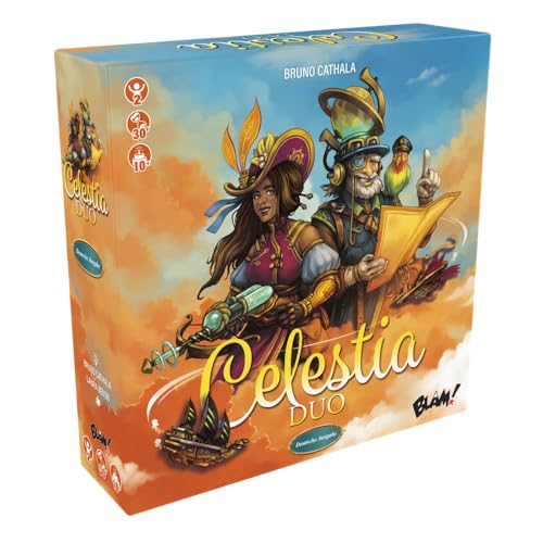 Celestia Duo – Kooperatives 2-Personen-Spiel mit Luftschiffen, Würfeln & Piraten – Spannendes Abenteuer mit Push-Your-Luck-Mechanik – Kompakt, Deutsch – ELZNIR GAMES von ELZNIR GAMES