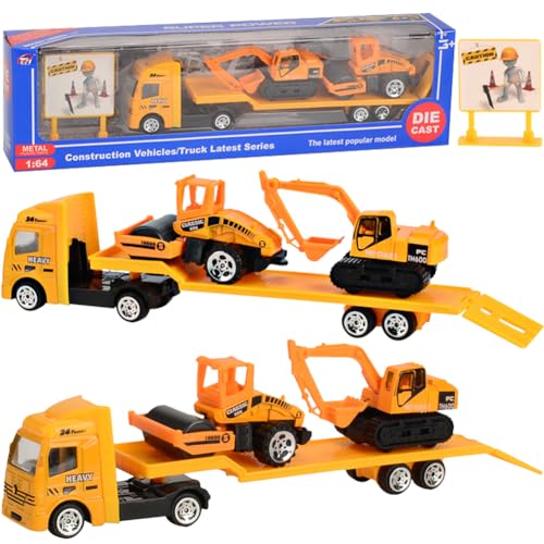 ELfcAt Autotransporter Spielzeugauto Set Truck Spielzeug für Kinder mit 12 Mini Metallauto Geschenk Spielzeug ab 3-5 Jahre Junge (A) von ELfcAt