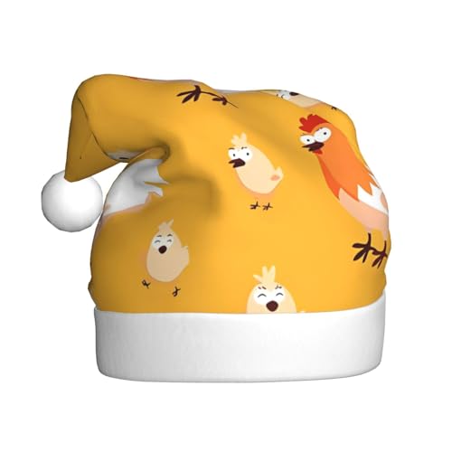 ELkine Huhn Küken Gedruckt Weihnachtsmütze Lustige Weihnachtsmütze Xmas Urlaub Hut Für Unisex Erwachsene von ELkine
