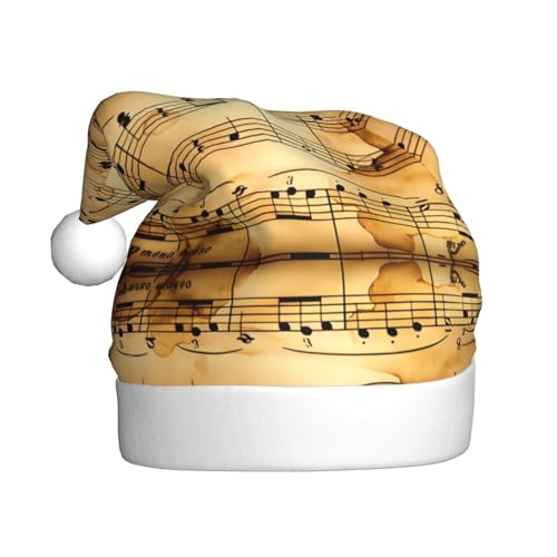 ELkine Vintage Musik Note Kunst gedruckt Weihnachtsmütze, lustige Weihnachtsmütze, Xmas Urlaub Hut für Unisex Erwachsene von ELkine