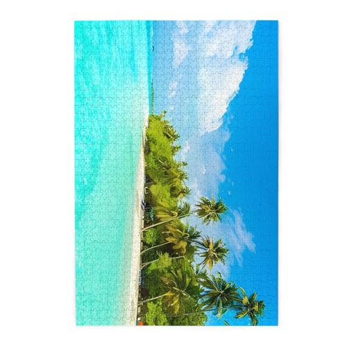 Island with Sandy Beach and Palm Tree 1000 PCS Jigsaw Puzzle for Adults Puzzle Toys for Adults Puzzle Games for Adults Puzzles for Adults Puzzle Art for Adults Puzzle Room Decor von ELkine