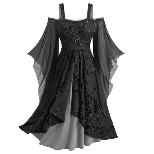 EMATOP Damen Retro Mittelalter Kleid Renaissance Gothic Kleider Karneval Cosplay Halloween Kostüm mit Trompetenärmel Abendkleid Elegant Vintage Mittelalterkleid Hohe Taille Spitzen Midikleid EMATOP Damen Retro Mittelalter Kleid Renaissance Gothic Kleider Karneval Cosplay Halloween Kostüm mit Trompetenärmel Abendkleid Elegant Vintage Mittelalterkleid Hohe Taille Spitzen Midikleid von EMATOP