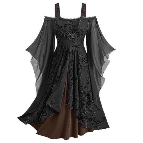 EMATOP Damen Retro Mittelalter Kleid Renaissance Gothic Kleider Karneval Cosplay Halloween Kostüm mit Trompetenärmel Abendkleid Elegant Vintage Mittelalterkleid Hohe Taille Spitzen Midikleid EMATOP Damen Retro Mittelalter Kleid Renaissance Gothic Kleider Karneval Cosplay Halloween Kostüm mit Trompetenärmel Abendkleid Elegant Vintage Mittelalterkleid Hohe Taille Spitzen Midikleid von EMATOP