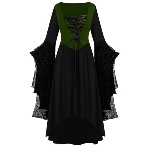 EMATOP Halloween Kleidung Damen Lang Mittelalter Kleid Karneval Renaissance Kleider Hohe Taille Gothic Kostüm mit Trompetenärmel Ballkleid Retro Elegant Maxikleid Bodenlanges Abendkleid EMATOP Halloween Kleidung Damen Lang Mittelalter Kleid Karneval Renaissance Kleider Hohe Taille Gothic Kostüm mit Trompetenärmel Ballkleid Retro Elegant Maxikleid Bodenlanges Abendkleid von EMATOP