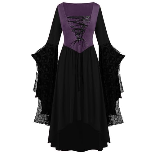 EMATOP Halloween Kleidung Damen Lang Mittelalter Kleid Karneval Renaissance Kleider Hohe Taille Gothic Kostüm mit Trompetenärmel Ballkleid Retro Elegant Maxikleid Bodenlanges Abendkleid EMATOP Halloween Kleidung Damen Lang Mittelalter Kleid Karneval Renaissance Kleider Hohe Taille Gothic Kostüm mit Trompetenärmel Ballkleid Retro Elegant Maxikleid Bodenlanges Abendkleid von EMATOP