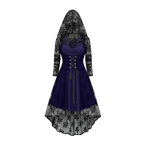 EMATOP Halloween Kostüm Damen Karneval Cosplay Mittelalter Kleid Vintage Spitzen Abendkleid mit Kapuze Mittelalterkleid Hohe Taille Midikleid Elegant Renaissance Gothic Kleider für Festliche EMATOP Halloween Kostüm Damen Karneval Cosplay Mittelalter Kleid Vintage Spitzen Abendkleid mit Kapuze Mittelalterkleid Hohe Taille Midikleid Elegant Renaissance Gothic Kleider für Festliche von EMATOP