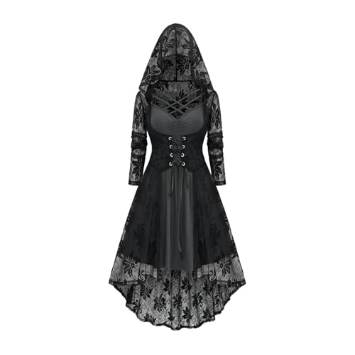 EMATOP Halloween Kostüm Damen Karneval Cosplay Mittelalter Kleid Vintage Spitzen Abendkleid mit Kapuze Mittelalterkleid Hohe Taille Midikleid Elegant Renaissance Gothic Kleider für Festliche EMATOP Halloween Kostüm Damen Karneval Cosplay Mittelalter Kleid Vintage Spitzen Abendkleid mit Kapuze Mittelalterkleid Hohe Taille Midikleid Elegant Renaissance Gothic Kleider für Festliche von EMATOP