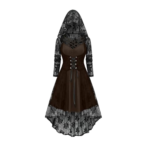 EMATOP Halloween Kostüm Damen Karneval Cosplay Mittelalter Kleid Vintage Spitzen Abendkleid mit Kapuze Mittelalterkleid Hohe Taille Midikleid Elegant Renaissance Gothic Kleider für Festliche EMATOP Halloween Kostüm Damen Karneval Cosplay Mittelalter Kleid Vintage Spitzen Abendkleid mit Kapuze Mittelalterkleid Hohe Taille Midikleid Elegant Renaissance Gothic Kleider für Festliche von EMATOP