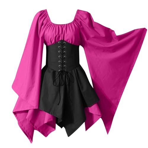 EMATOP Kostüm Damen Karneval Mittelalter Kleidung Vintage Renaissance Partykleid Cosplay Halloween Gothic Kleid mit Trompetenärmel Korsett Minikleid Retro A Line Ballkleid Festliche Kleider EMATOP Kostüm Damen Karneval Mittelalter Kleidung Vintage Renaissance Partykleid Cosplay Halloween Gothic Kleid mit Trompetenärmel Korsett Minikleid Retro A Line Ballkleid Festliche Kleider von EMATOP