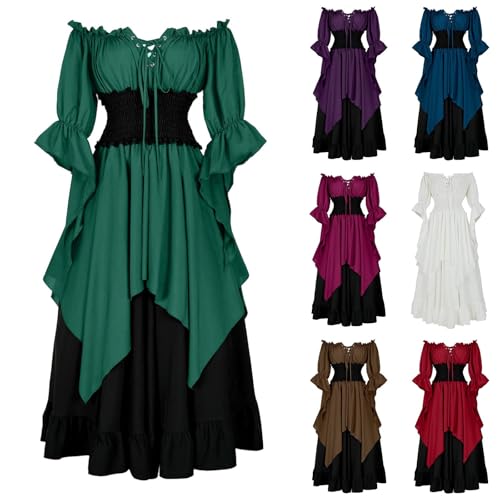 EMATOP Mittelalter Kleid Damen Renaissance Kostüme Karneval Halloween Partykleid Vintage Lang Gothic Kleidung Hohe Taille Ballkleid mit Korsett Mittelalterkleid Einfarbig Festliche Kleider EMATOP Mittelalter Kleid Damen Renaissance Kostüme Karneval Halloween Partykleid Vintage Lang Gothic Kleidung Hohe Taille Ballkleid mit Korsett Mittelalterkleid Einfarbig Festliche Kleider von EMATOP