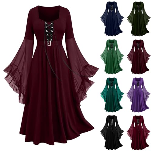 EMATOP Mittelalter Kostüm für Damen Renaissance Viktorianisches Kleid mit Trompetenärmel Partykleid Vintage Karneval Halloween Kostüm High Waist Elegant Cocktailkleid Chiffon Gothic Kleider EMATOP Mittelalter Kostüm für Damen Renaissance Viktorianisches Kleid mit Trompetenärmel Partykleid Vintage Karneval Halloween Kostüm High Waist Elegant Cocktailkleid Chiffon Gothic Kleider von EMATOP