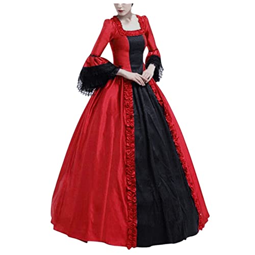 EMATOP Mittelalter Renaissance Kostüm für Damen Vintage Lange Kleider Bodenlanges Abendkleid Elegant Gothic Kleid Viktorianisches Prinzessin Kleidung Barock Rokoko Kostüm Karneval Partykleid von EMATOP