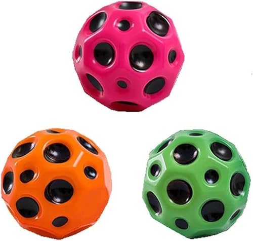 EMCOF Astro Jump Ball, Space Ball Super High, Bouncing Bounciest Light Gewichtschaumkugel, Mondball, leicht zu greifen und Fänger Sporttraining Ball, Hüpfbälle für Kindergeschenk (Orange+Grün+Rosa) von EMCOF