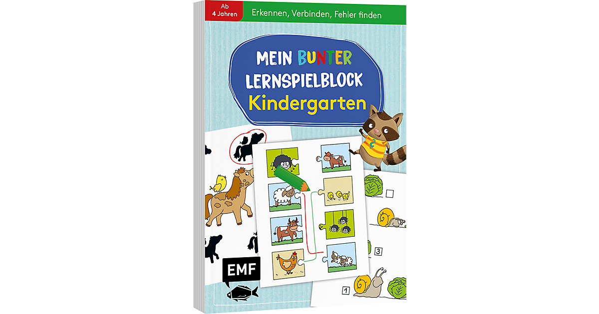 Buch - Mein bunter Lernspielblock - Kindergarten: Erkennen, Verbinden, Fehler finden von EMF Edition Michael Fischer