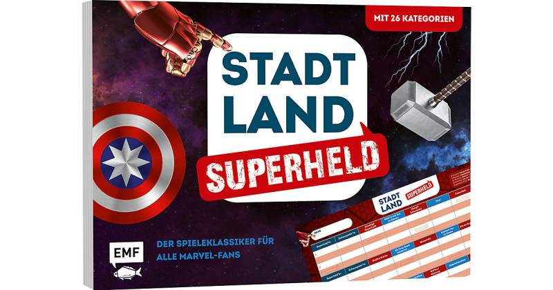 Stadt, Land, Superheld - Der Spieleklassiker alle Marvel-Fans  Kinder von EMF Edition Michael Fischer