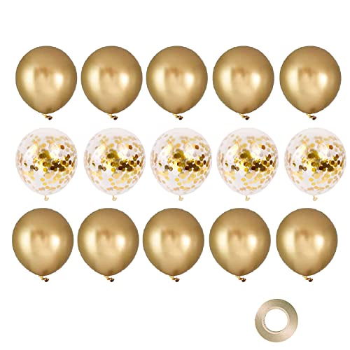 Gold Konfetti Luftballons, 15 Stück Luftballons Metallic Latexballons Helium Luftballons für Geburtstags Babyparty Abschluss Hochzeitsdeko Partydeko Gold Konfetti Luftballons, 15 Stück Luftballons Metallic Latexballons Helium Luftballons für Geburtstags Babyparty Abschluss Hochzeitsdeko Partydeko von EMITUOFO