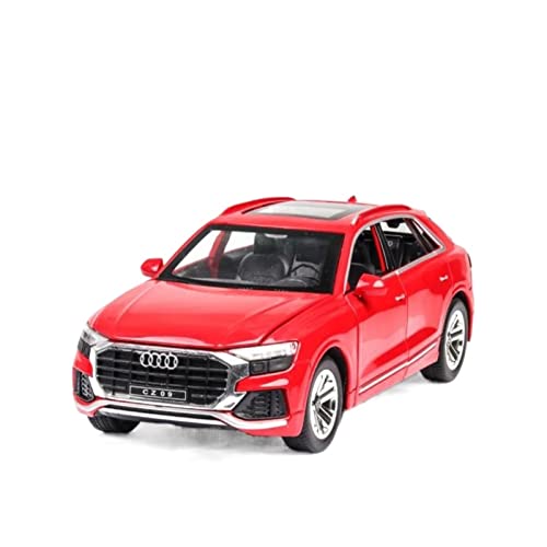EMRGAZQD Motorfahrzeuge Replika Auto 1:24 for Audi Q8 SUV Geländewagen Hohe Simulation Legierung Automodell Sound Licht Zurückziehen Spielzeugauto Originalgetreue Nachbildung (Color : Red) von EMRGAZQD