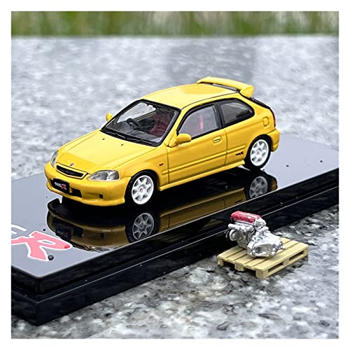 EMRGAZQD Motorfahrzeuge Replika Auto 1:64 Für Honda Civic Type R EK9 Simulation Legierung Rennwagen Modell Statische Fahrzeugsammlung Souvenirs Originalgetreue Nachbildung (Color : Yellow) von EMRGAZQD