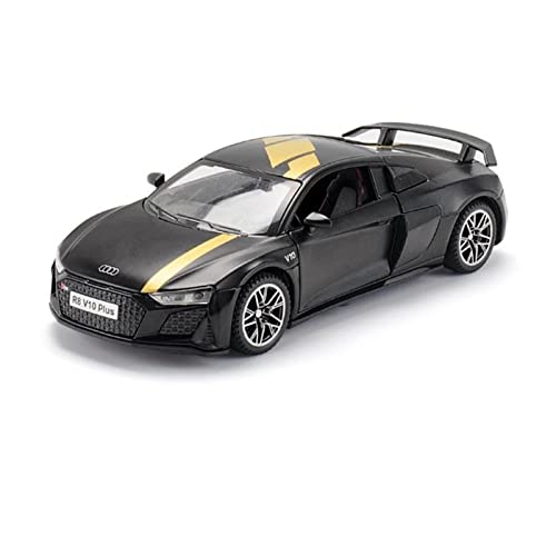 EMRGAZQD Motorfahrzeuge Replika Auto Maßstab 1:32 Für Audi R8 V10 Plus Alloy Diecast Racing Car Sound Light Collection Spielzeugmodellauto Originalgetreue Nachbildung (Color : Black) von EMRGAZQD