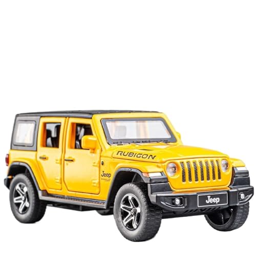 EMRGAZQD Motorfahrzeuge Replika Auto Maßstab SUV 1/32 for Jeep Wrangler Rubicon Fertigmodell Geländewagen Druckguss-Rückziehfahrzeuge Originalgetreue Nachbildung(Yellow) von EMRGAZQD