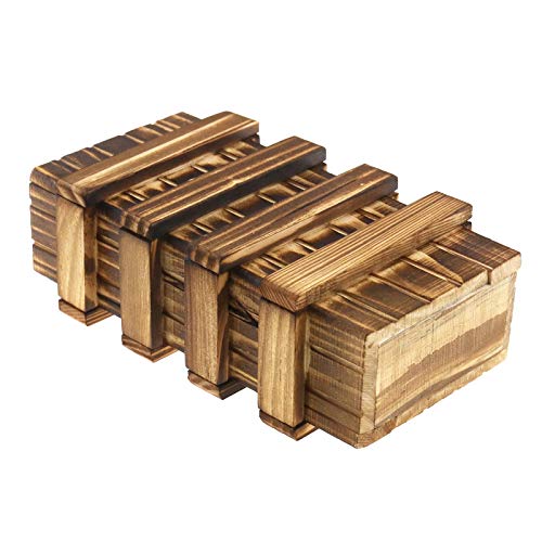 EMSea L Größe Magische Box Holzgeschenkbox Puzzle Box Holz Geheimfach für Rätsel Versteckte Geldkarten Sammlung Münze Erwachsene Kinder von EMSea