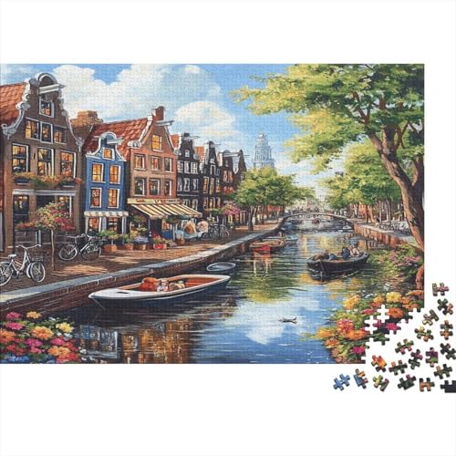 Die Kanäle von Amsterdam Puzzle für Erwachsene – 1000 Teile Puzzle für Erwachsene und Kinder ab 14 Jahren – hochwertiges Puzzle 1000 Teile (75 x 50 cm) von EMTRKPWLJ