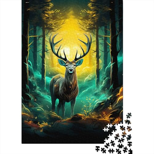 Dschungel Elch Puzzle 1000 Teile Schwer Puzzle Spielzeug Lernspiel Impossible Herausforderung Spielzeug Für Erwachsene Und Kinder Ab 12 Jahren 1000pcs (75x50cm) von EMTRKPWLJ