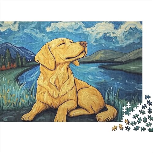 Le Golden Retriever Puzzles 1000 Teile für Erwachsene, für die Dekoration zu Hause und Geburtstagsgeschenke, 1000 Teile für Erwachsene, Stimulierende Puzzlespiele, 1000 Stück (75 x 50 cm) von EMTRKPWLJ
