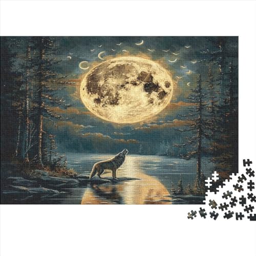 Wölfe im Mondlicht Puzzle 1000 Teile Erwachsener Kniffel Spaß Für Die Ganze Familie - Abwechslungsreiche 1000 Puzzleteilige Motive Puzzle Erwachsene, Puzzel 1000pcs (75x50cm) von EMTRKPWLJ