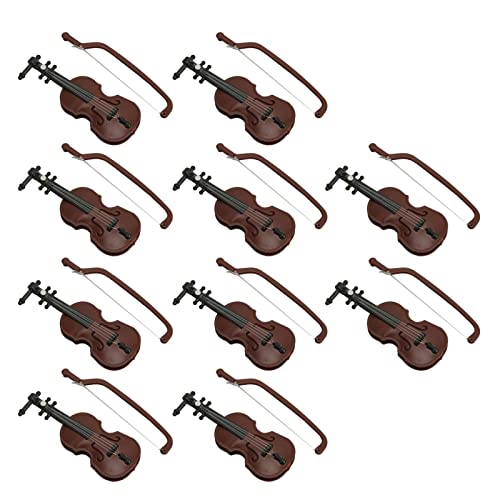 10 Violinen-Set für Puppenhaus, niedlicher Stil, Kunststoff, lebendig und attraktiv, kleine Miniatur-Violine für Fotografie-Requisiten 10 Violinen-Set für Puppenhaus, niedlicher Stil, Kunststoff, lebendig und attraktiv, kleine Miniatur-Violine für Fotografie-Requisiten von EMUKOEP