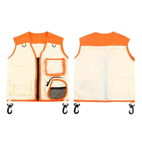 2pcs Kids Explorer Kostüm Set Outdoor Explorer Kit Weste und Hut Rollenspiel Cosplay Zookeeper Ranger (orange) von EMUKOEP