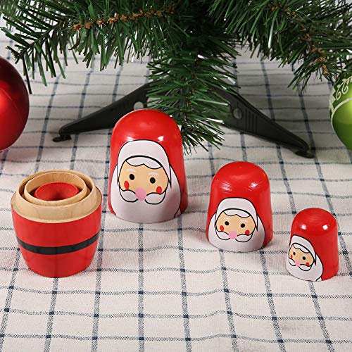 EMUKOEP 5 UDs Weihnacht Bemalt Handbemalte Holzmatykka -Puppen Set Russischer Russischer Dekoration Haushalt (Kleiner Alter Mann) von EMUKOEP
