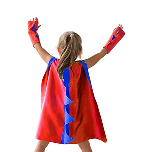 EMUKOEP Dinosaurier Cape Dino Kostüm Kleid Einen Größe Halloween Kostüme Party Kostüme für Im Alter von 3 Bis 8 Jahren (Rot) von EMUKOEP