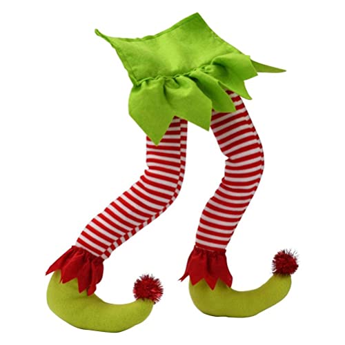 EMUKOEP Grüne Stoff Elf Puppenpropie, Weihnachtsgrün -Beine Ornament 50x17cm Plüsch Elf für Holiday Party & Home Decor von EMUKOEP