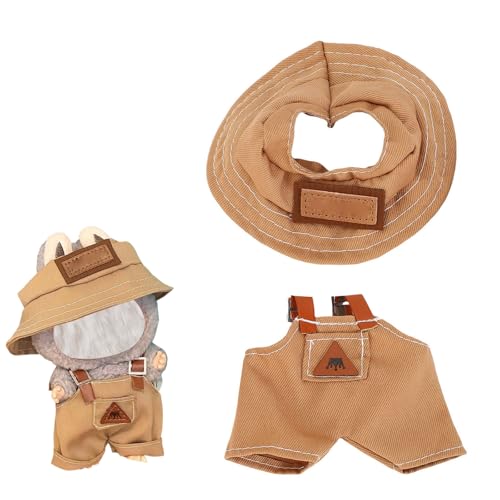 EMUKOEP Puppenkleidung, Plüschtier-Outfit Hosenträgerhose und Fischerhut in Zum Sammeln für 17 cm Puppenspielzeug von EMUKOEP