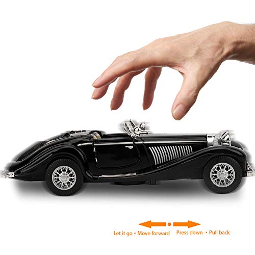EMUKOEP Vintage Child Niño Alta Simulationslicht Drehung REGOR -Spielzeuglegierung Fahrzeugfahrzeugfahrzeug (Schwarz) von EMUKOEP