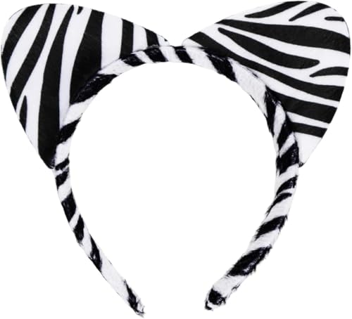EMUKOEP Zebra Ohr Stirnband Damen Kinder Zebra Kopfschmuck Tierhaarschmuck Geeignet für Karneval Halloween Mottopartys (Zebra) von EMUKOEP