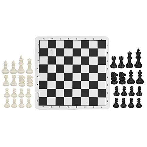 Schachspiel aus Kunststoff nach Internationalem Standard, Schachspiel, Wettbewerb mit Schachbrett, Tragbares Reiseschachbrett, Schwarz und Weiß von EMUKOEP