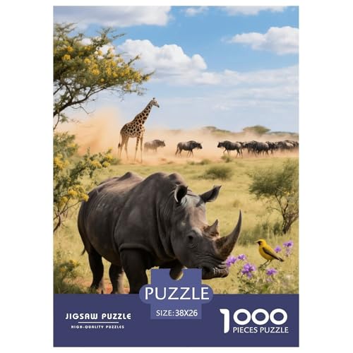 1000 Teile Afrikanisches Spitzmaulnashorn Puzzle – Für Erwachsene, Anspruchsvolles Spiel, Savanne Puzzles, DekoRatteion, Geschenk Für Erwachsene 38x26cm/1000pcs 1000 Teile Afrikanisches Spitzmaulnashorn Puzzle – Für Erwachsene, Anspruchsvolles Spiel, Savanne Puzzles, DekoRatteion, Geschenk Für Erwachsene 38x26cm/1000pcs von EMYXPAQM