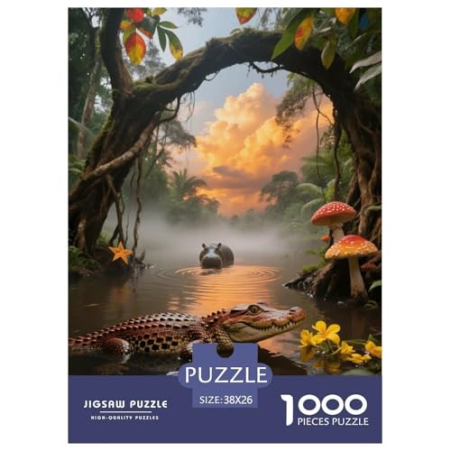 1000 Teile Afrikanisches Zwergkrokodil Puzzle – Für Erwachsene, Anspruchsvolles Spiel, Congo Fluss Puzzles, DekoRatteion, Geschenkideen 38x26cm/1000pcs 1000 Teile Afrikanisches Zwergkrokodil Puzzle – Für Erwachsene, Anspruchsvolles Spiel, Congo Fluss Puzzles, DekoRatteion, Geschenkideen 38x26cm/1000pcs von EMYXPAQM